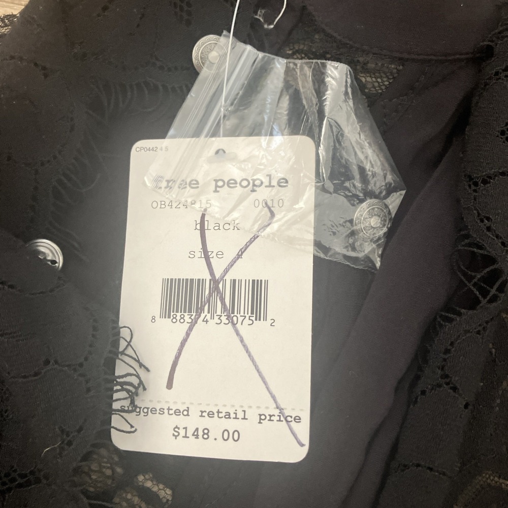 Free People NEW NWT Dress Womens S Black Lace Halter Mini High Neck Cocktail - Picture 7 of 9